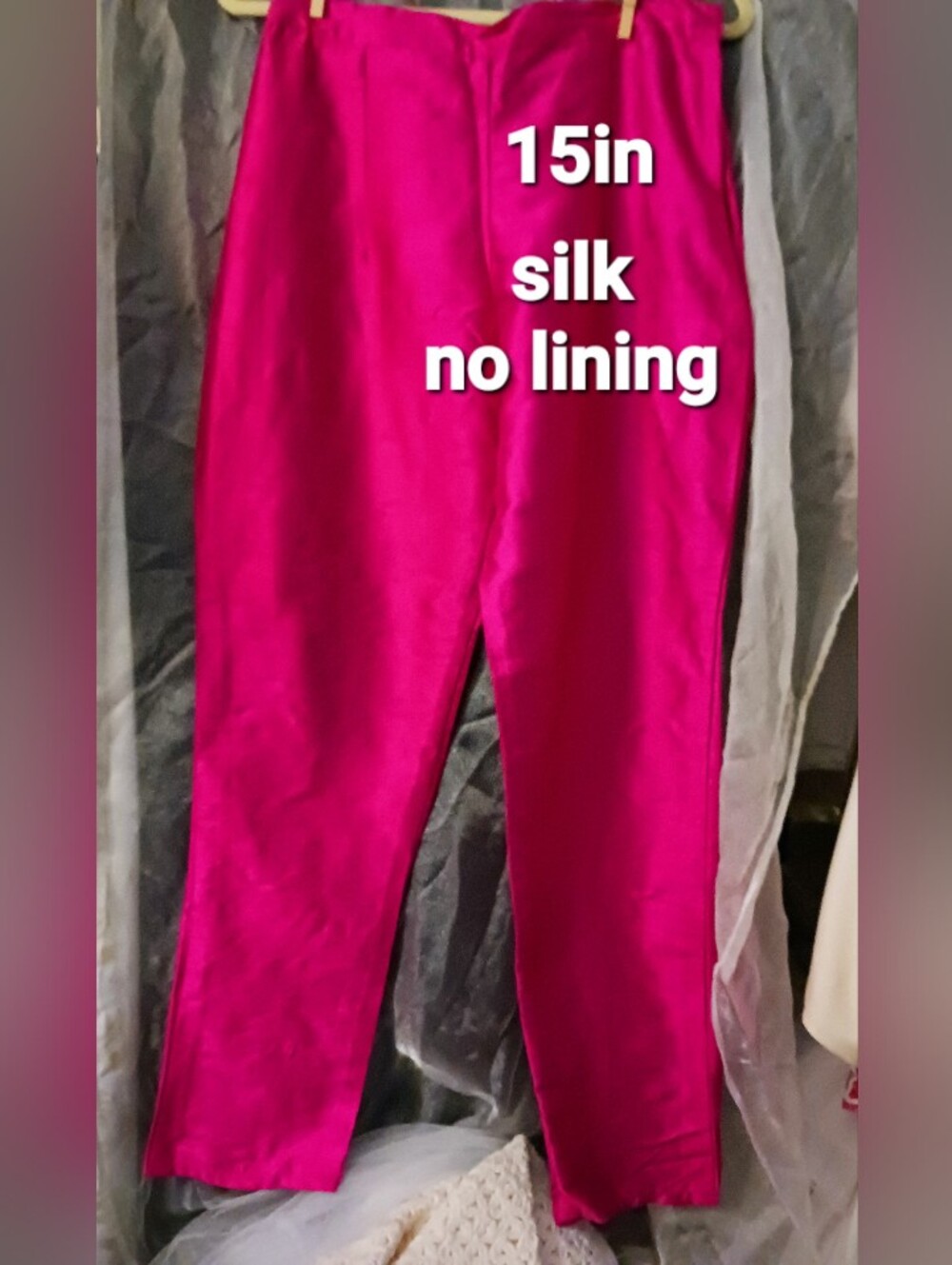 Bright Fuchsia Elastic Waist Satin Pants